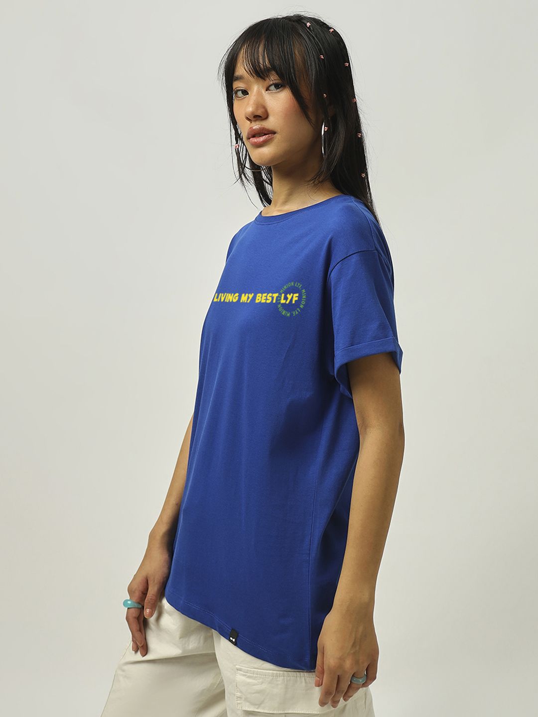 Bewakoof Women Minions Graphic Printed Round Neck Pure Cotton Boyfriend T-shirt