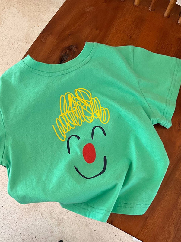 YK Girls Printed Raw Edge T-shirt