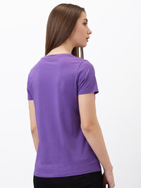 SPYKAR Women Regular Fit Typography Printed Round Neck Cotton T-shirt