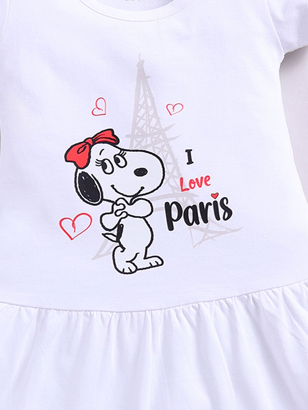 Happy Faces Girls Peanuts Printed Pure Cotton Fit & Flare Dress
