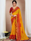 KALINI Bandhani Zari Pure Chiffon Bandhani Saree