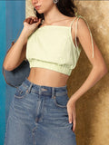 DressBerry Matcha Magic Cinched Waist Crop Top