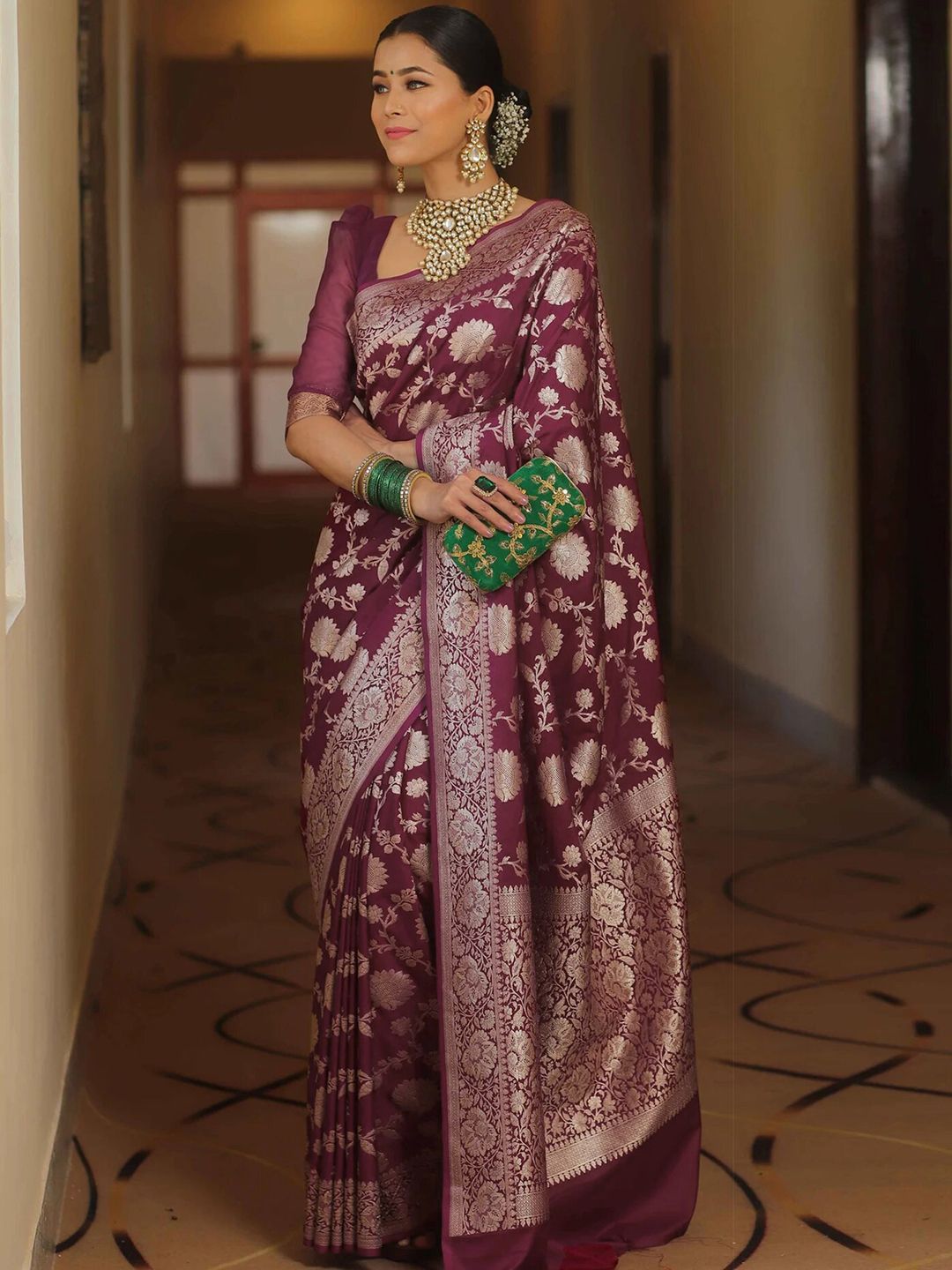 KALINI Woven Design Zari Banarasi Saree