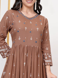 Vishudh Women V-Neck Embroidered Maxi Dress