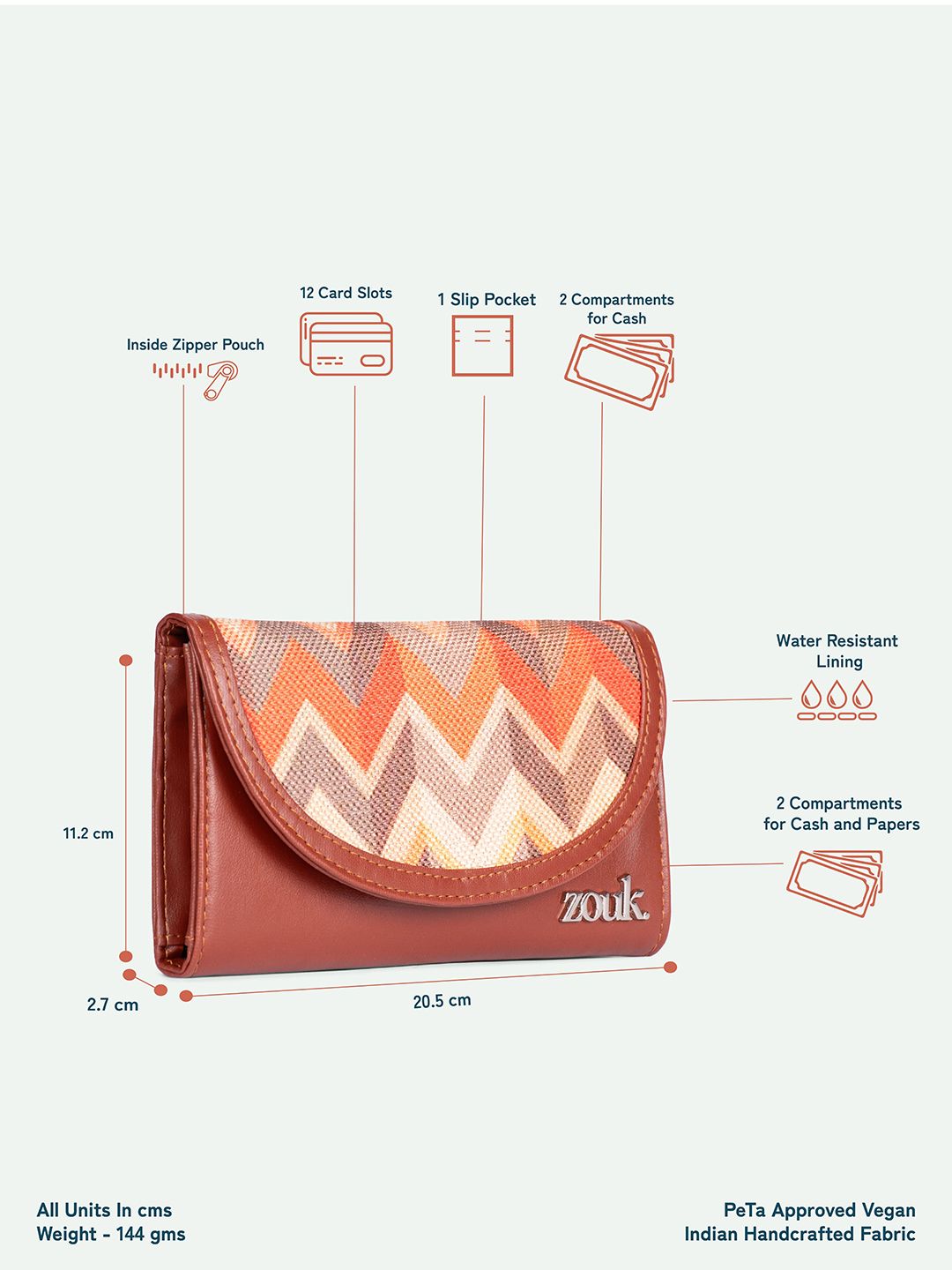 ZOUK Women Tidal Wave Kyra Flap Wallet