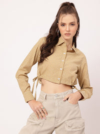 DressBerry Vintage Vibes Checked Tie-Up Crop Shirt