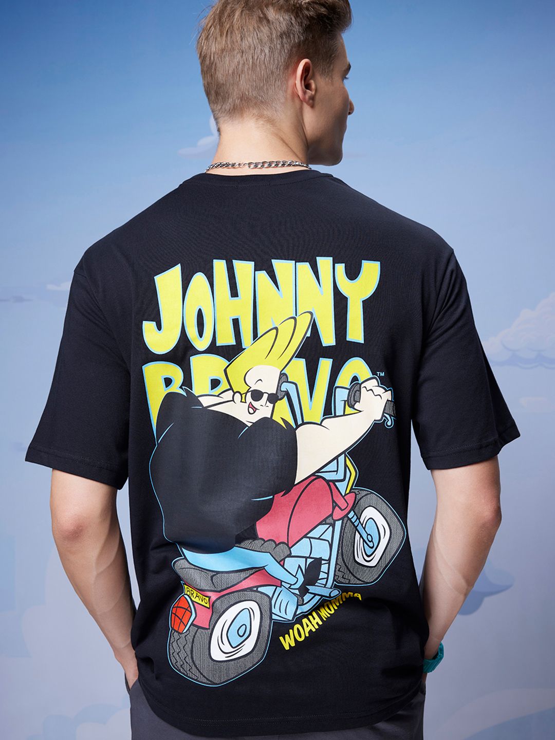 Bewakoof Official Cartoon Network Merchandise Johnny Biker Printed Oversized T-shirt