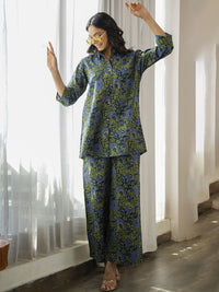 SANSKRUTIHOMES Floral Printed Pure Cotton Tunic With Palazzo Co-Ords