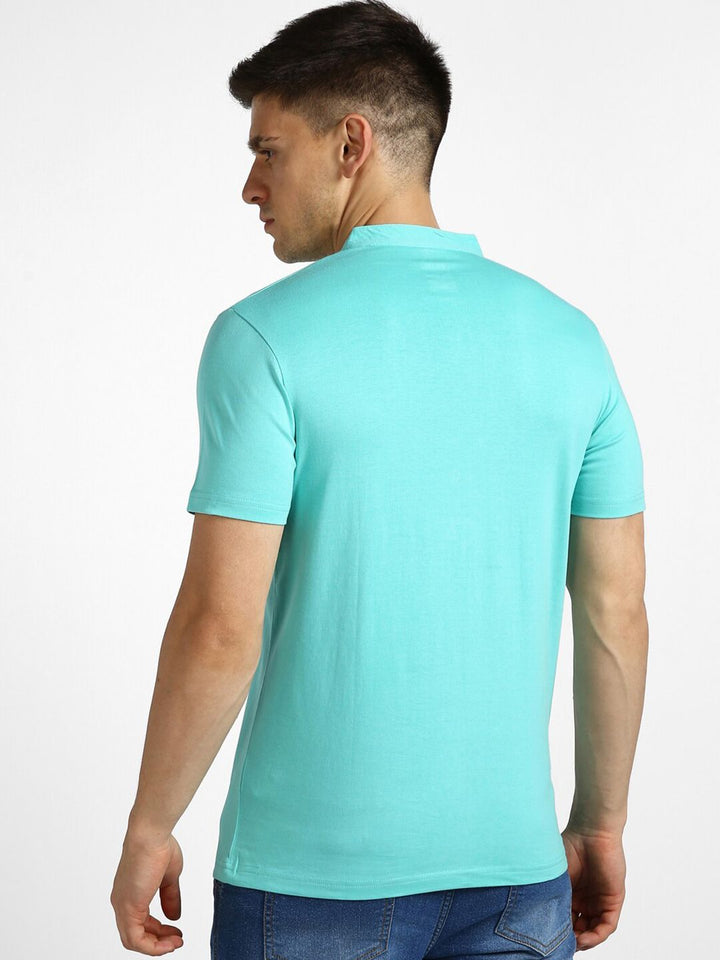 Urbano Fashion Band Collar Pure Cotton Slim Fit T-shirt