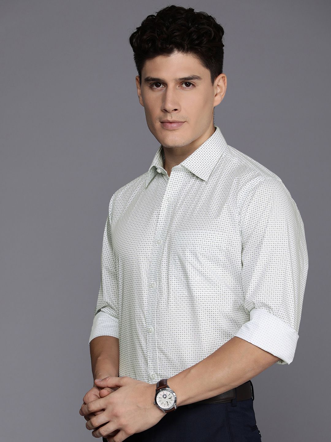 Raymond Pure Cotton Slim Fit Printed Formal Shirt