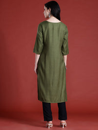 Anouk Striped Sequined Straight Kurta