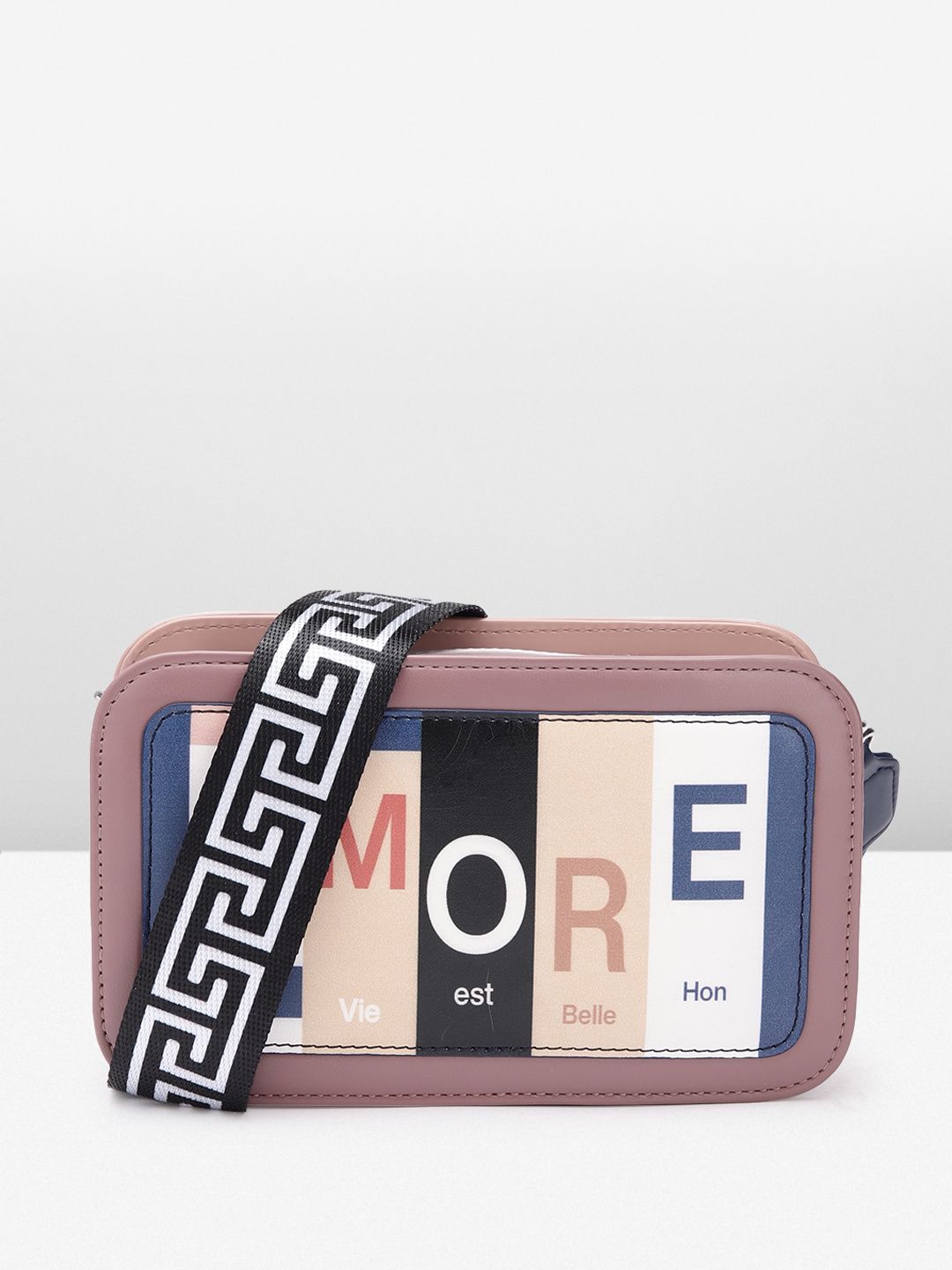 Berrylush Typography Printed Structured Sling Bag