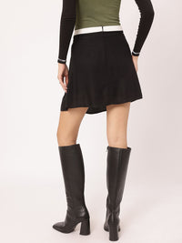 DressBerry Skater Chic Contrast Waistband Mini Skirt