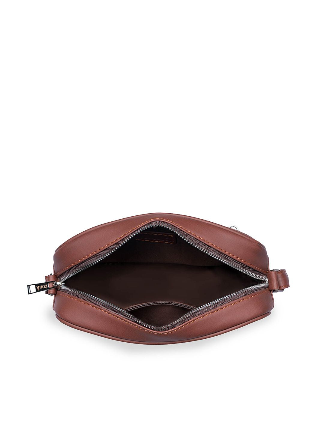 ZOUK Navy Blue & Beige Ethnic Motifs Woven Design Handcrafted Vegan Leather Sustainable Sling Bag