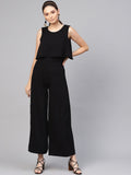 SASSAFRAS Women Black Solid Layered Basic Jumpsuit