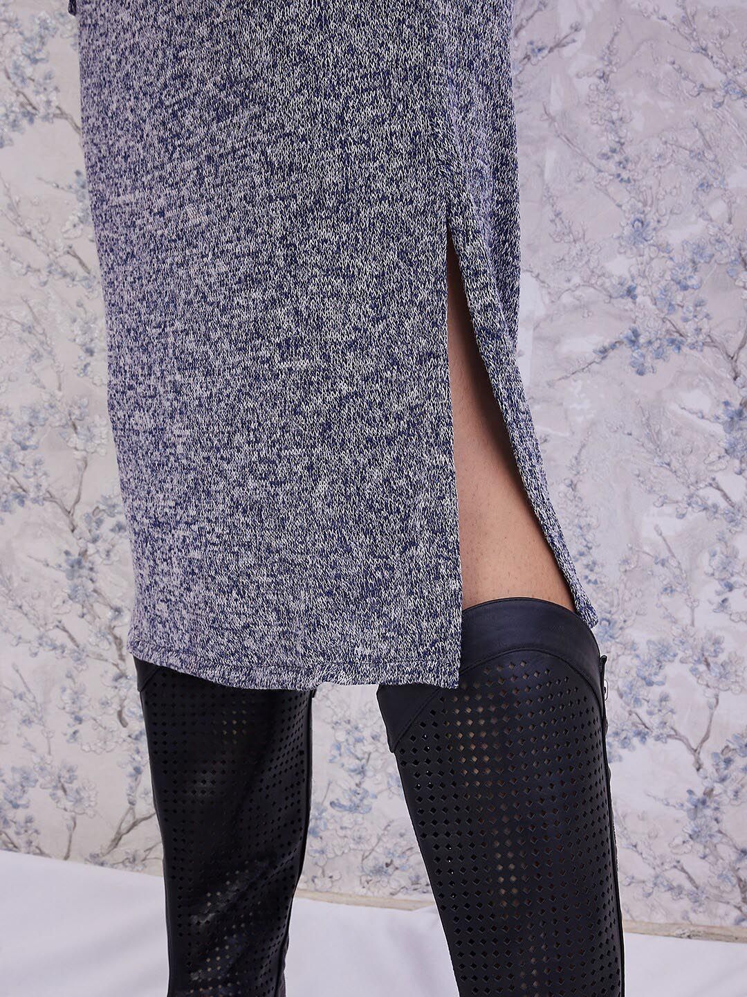 Athena Blue Self Design Top & Skirt