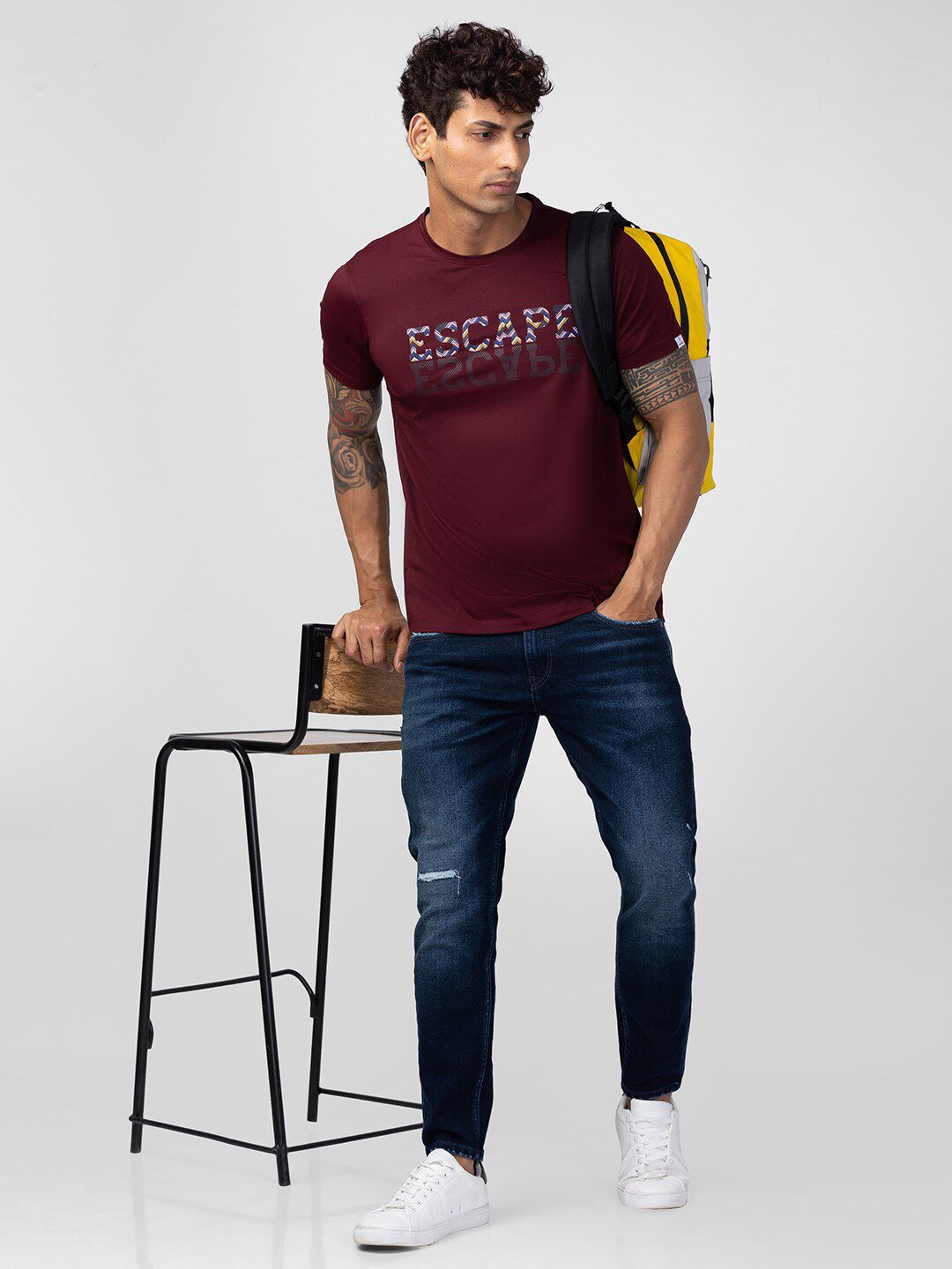 SPYKAR Men Typography Printed Slim Fit Cotton T-shirt