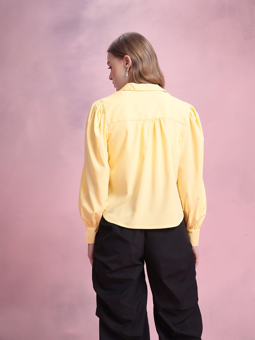 DressBerry Puff Sleeves Solid Shirt