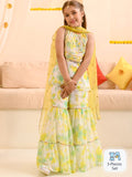 pspeaches Girls Abstract Printed Sequinned Regular A-Line Kurta & Sharara With Dupatta