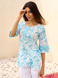 Libas Floral Printed Flared Sleeves Pure Cotton Kurti
