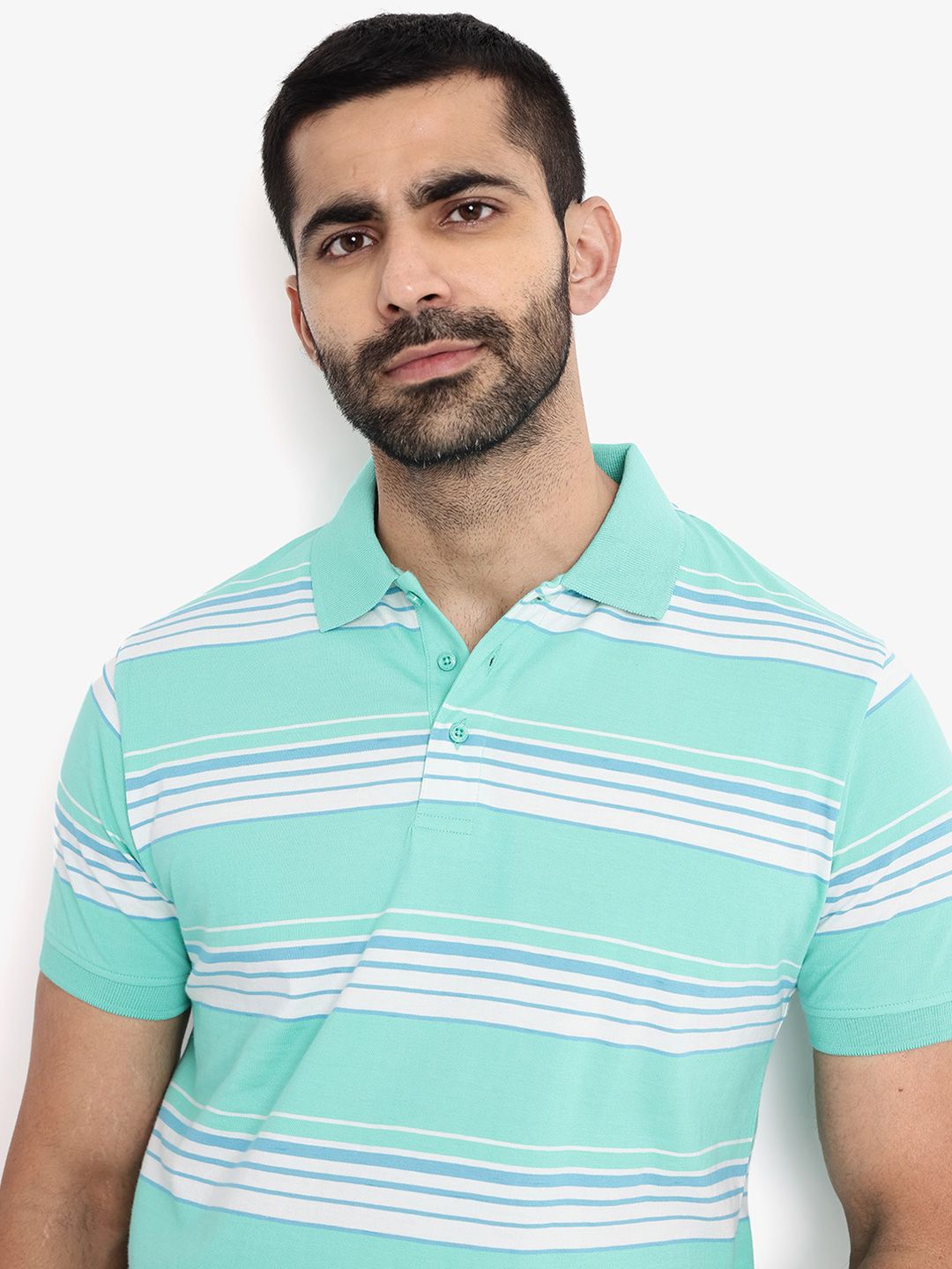 RARE RABBIT Men Rings-4 Slim Fit Solid Polo Collar T-Shirt