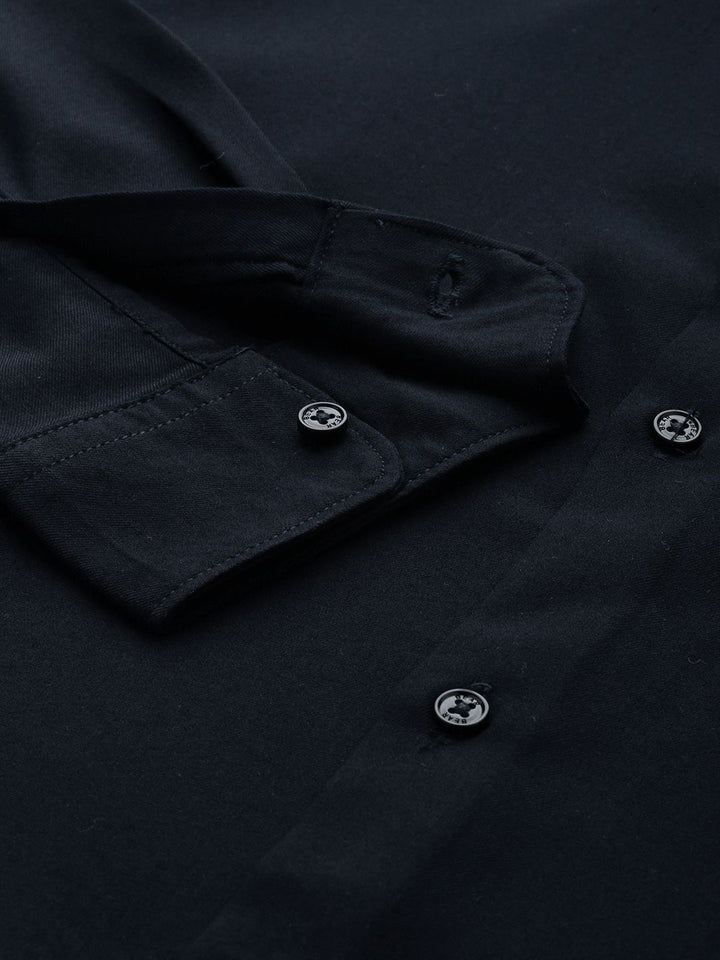 THE BEAR HOUSE Men Navy Blue Slim Fit Casual Shirt