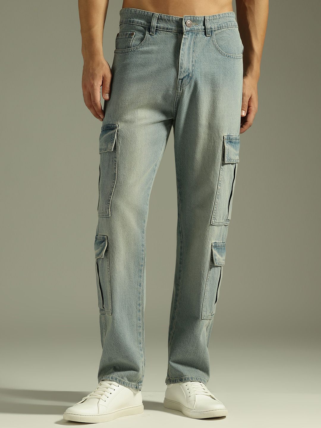 DENNISON Men Baggy Fit Korean Cargo Jeans