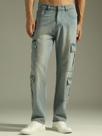DENNISON Men Baggy Fit Korean Cargo Jeans