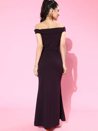 Athena Women Deep Burgundy Solid Sweetheart Neck Dress