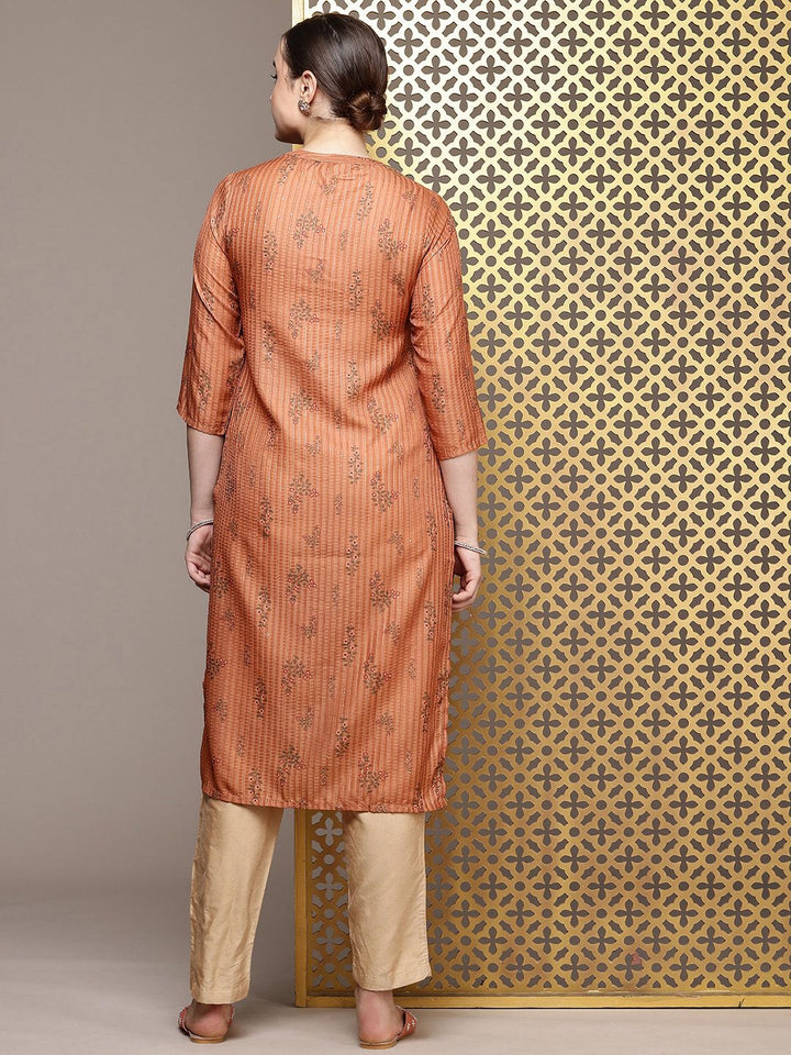House of Pataudi Floral Printed Sequinned Jashn Kurta
