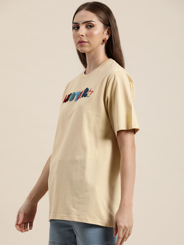 DILLINGER Typography Embroidered Oversize Pure Cotton Longline T-shirt