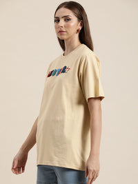 DILLINGER Typography Embroidered Oversize Pure Cotton Longline T-shirt