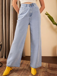 STREET 9 Women Flared High-Rise Clean Look Heavy Fade Pure Cotton Jeans