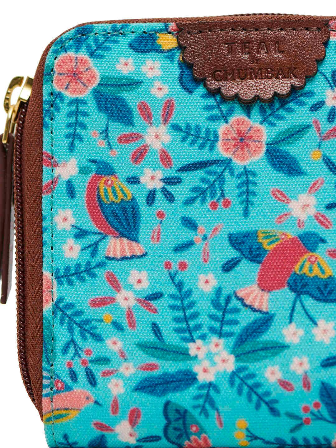 TEAL BY CHUMBAK Women Floral Printed Canvas Zip Around Wallet