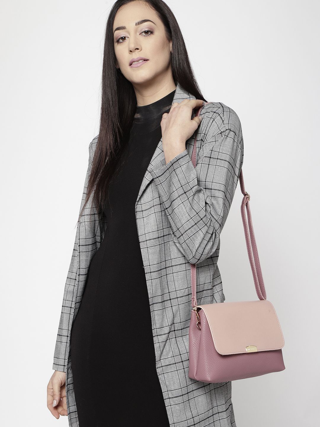 Lino Perros Mauve & Pink Colourblocked Sling Bag
