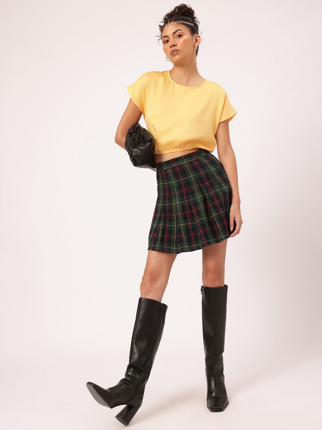 DressBerry Butter Yellow Blouson Crop Top