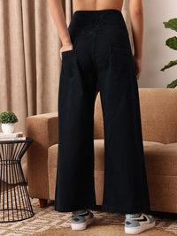 STREET 9 Women Comfort Wide Leg Cotton High-Rise Jeans