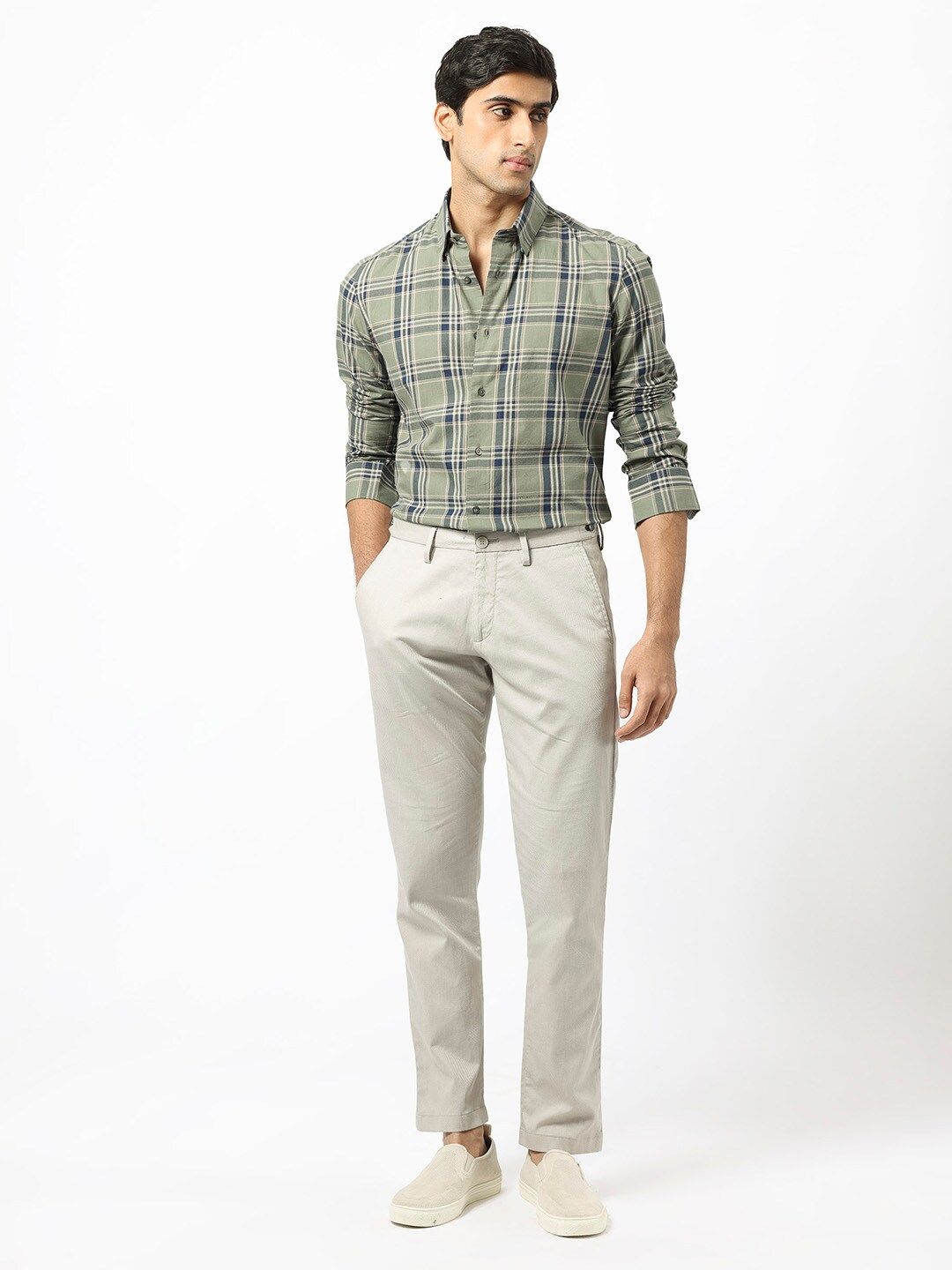 RARE RABBIT Men Torrey Slim Fit Tartan Checked Cotton Shirt