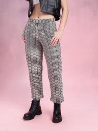 DressBerry Women Self-Design Monochrome Trousers
