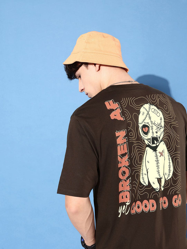 Difference of Opinion Men Pure Cotton Printed Oversized T-shirt