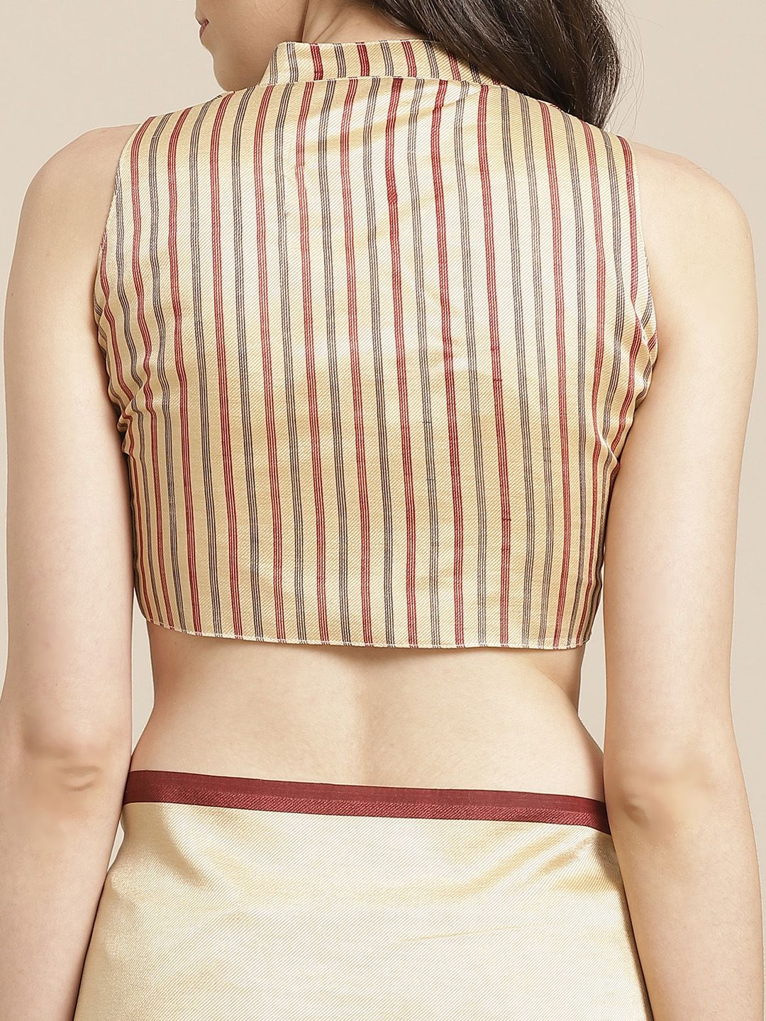 Saree mall Beige & Maroon Solid Bhagalpuri Saree