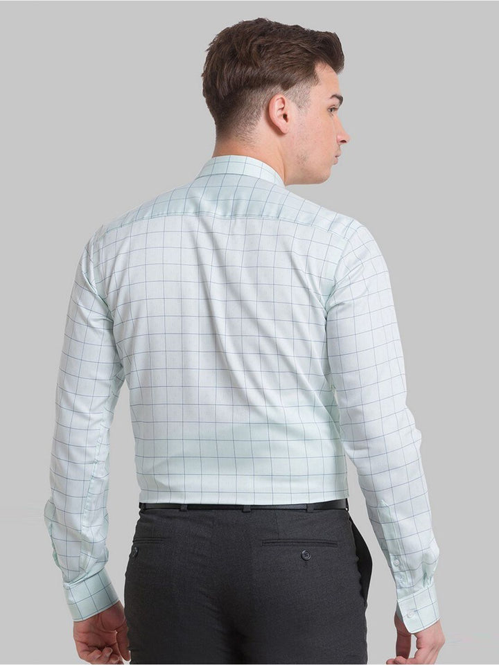 Park Avenue Men Green Windowpane Checks Checked Formal Shirt