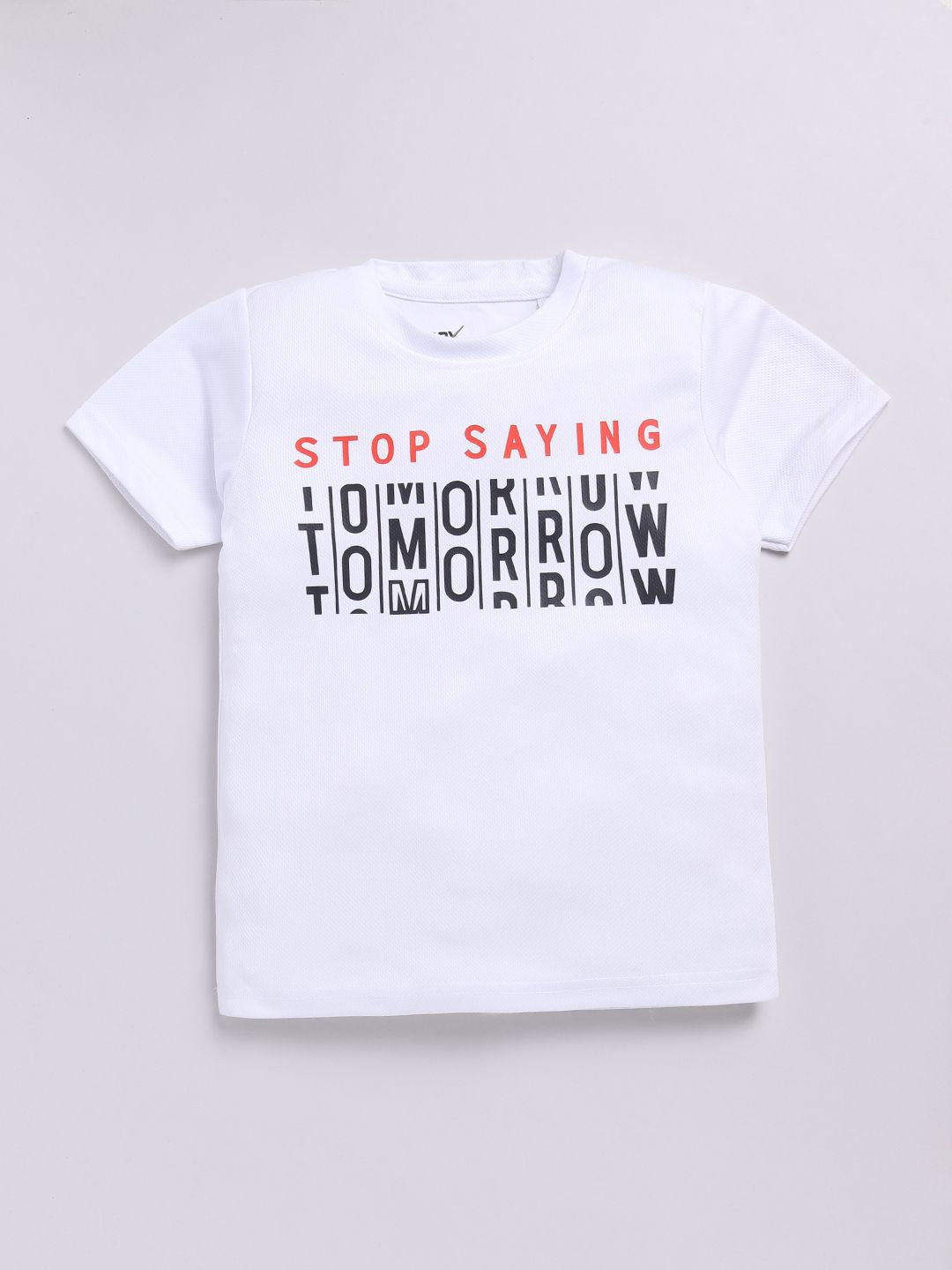 HRX by Hrithik Roshan Boys Typography Printed Rapid-Dry T-shirt