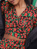 DressBerry Flirtatious Charm Florals Tie-up Wrap Style Crop Top