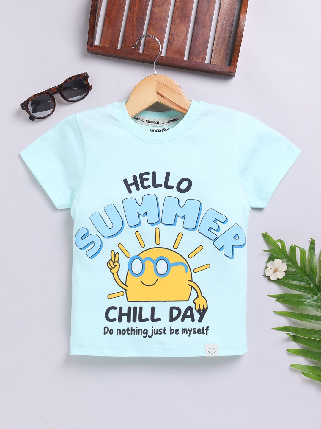 Happy Faces Boys Printed Tropical Pure Cotton T-shirt