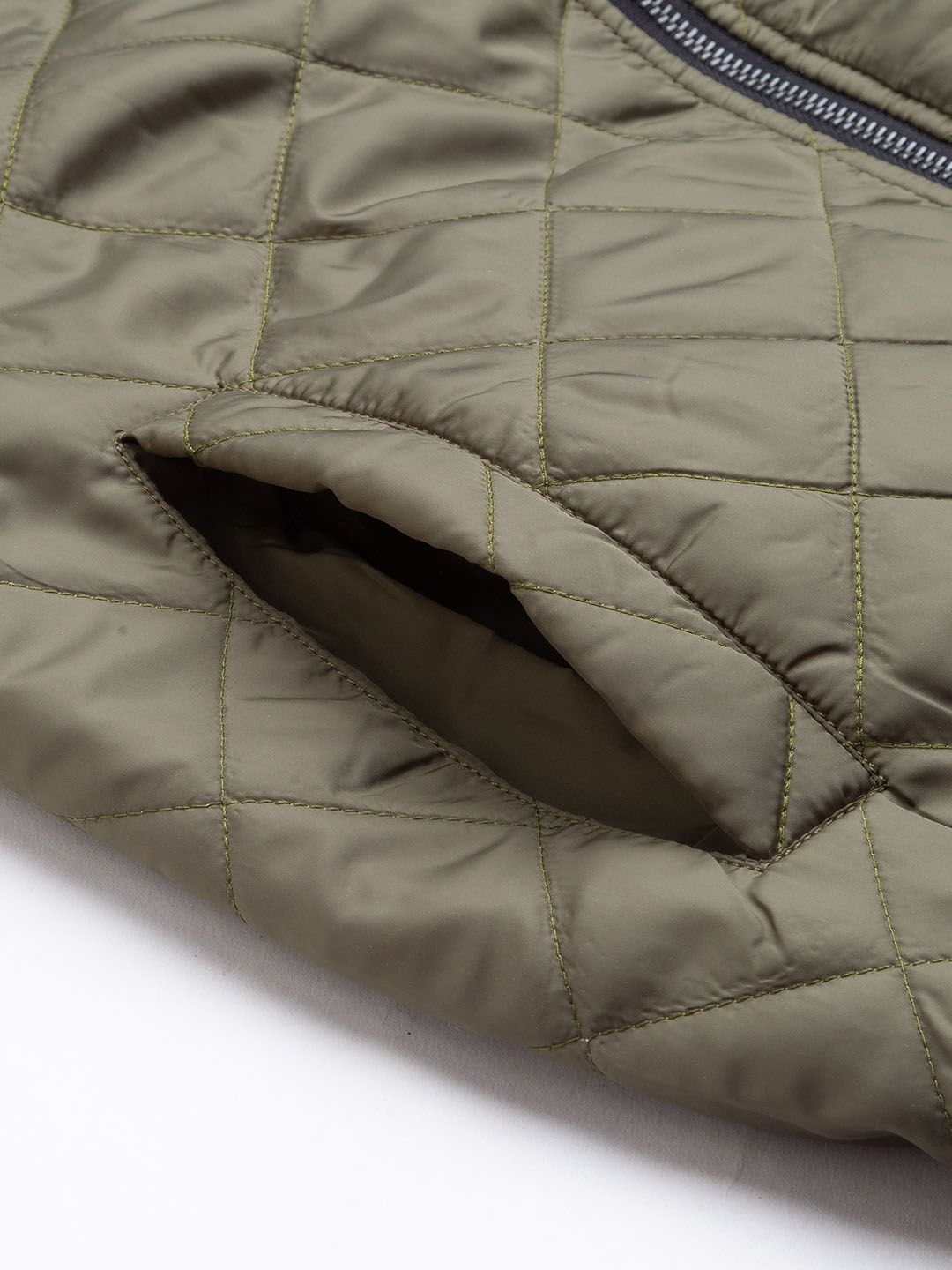 Being Human Men Olive Green Solid Quilted Jacket