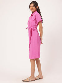 DressBerry Crinkle Chic Tie-Up Shirt Dress