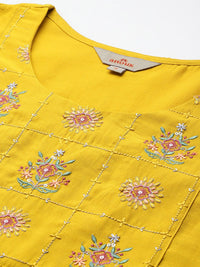 Anouk Floral Embroidered Sequinned Detail Empire-Style A-Line Kurta