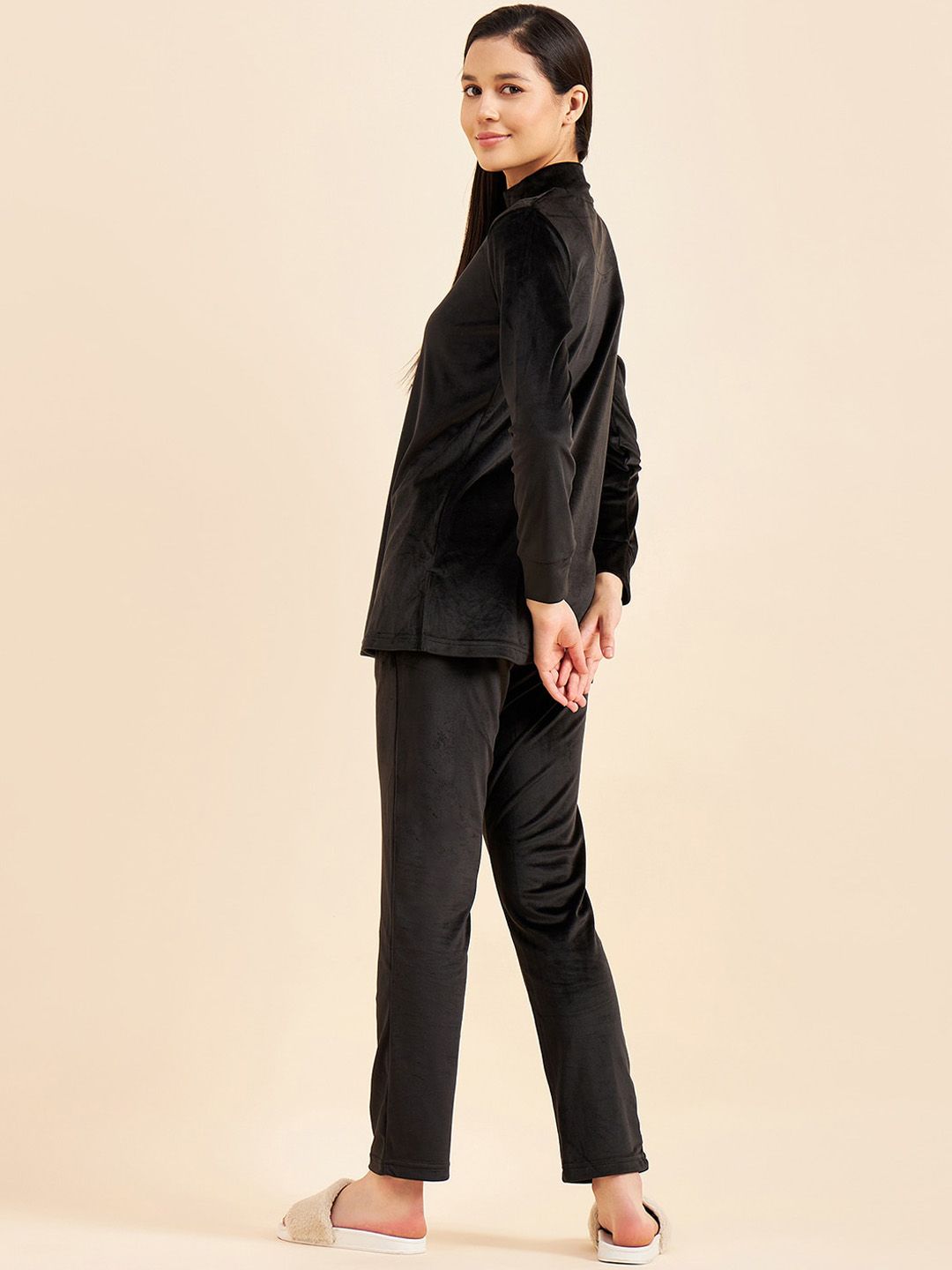 Sweet Dreams Black Mock Neck Top With Pyjamas