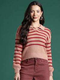 DressBerry Ribbed Striped Pullover